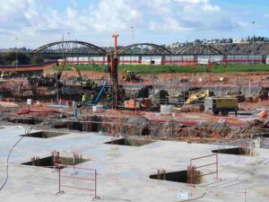 Obras de la Torre de Mohamed VI en Marruecos